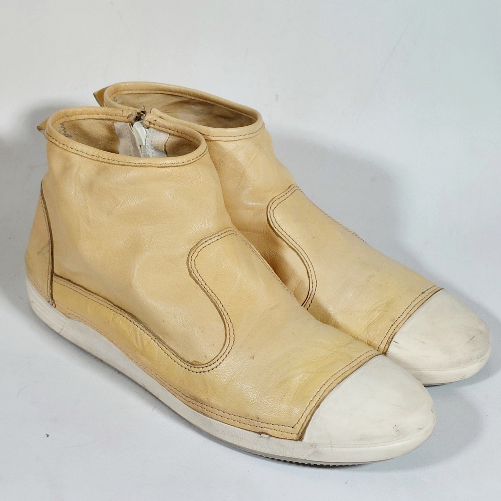 Anna Fidanza yellow leather zipped mid-rise sneakers, EU40, EUC